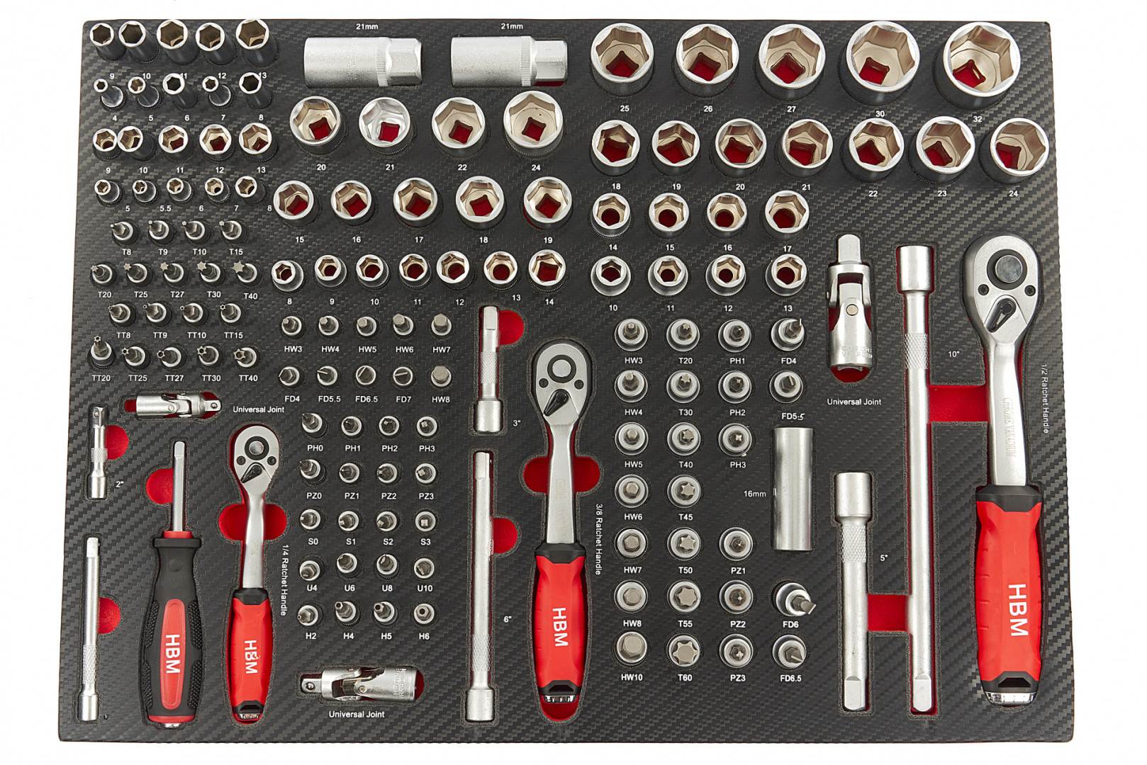 hbm-145-delige-doppenset-met-ratels-in-carbon-foam-inlay-voor-gereedschapswagen_0_nr9775