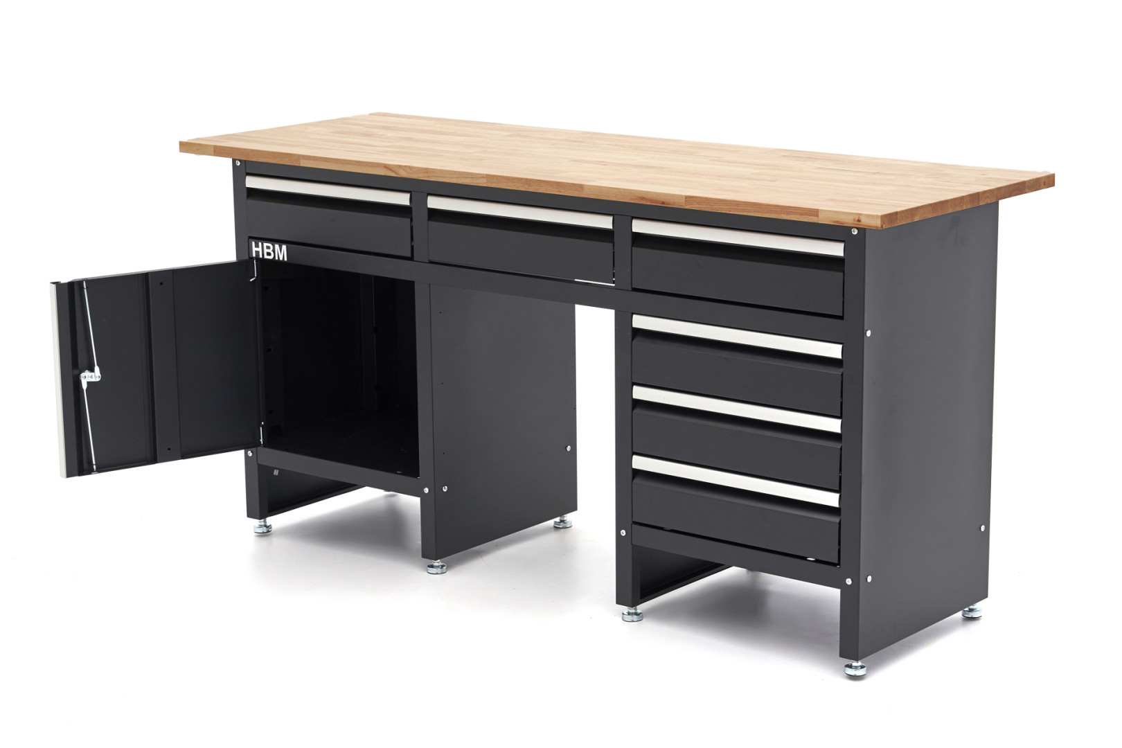 hbm-171-cm-werkbank-met-6-laden-1-deur-en-massief-houten-werkblad_5_nr10914