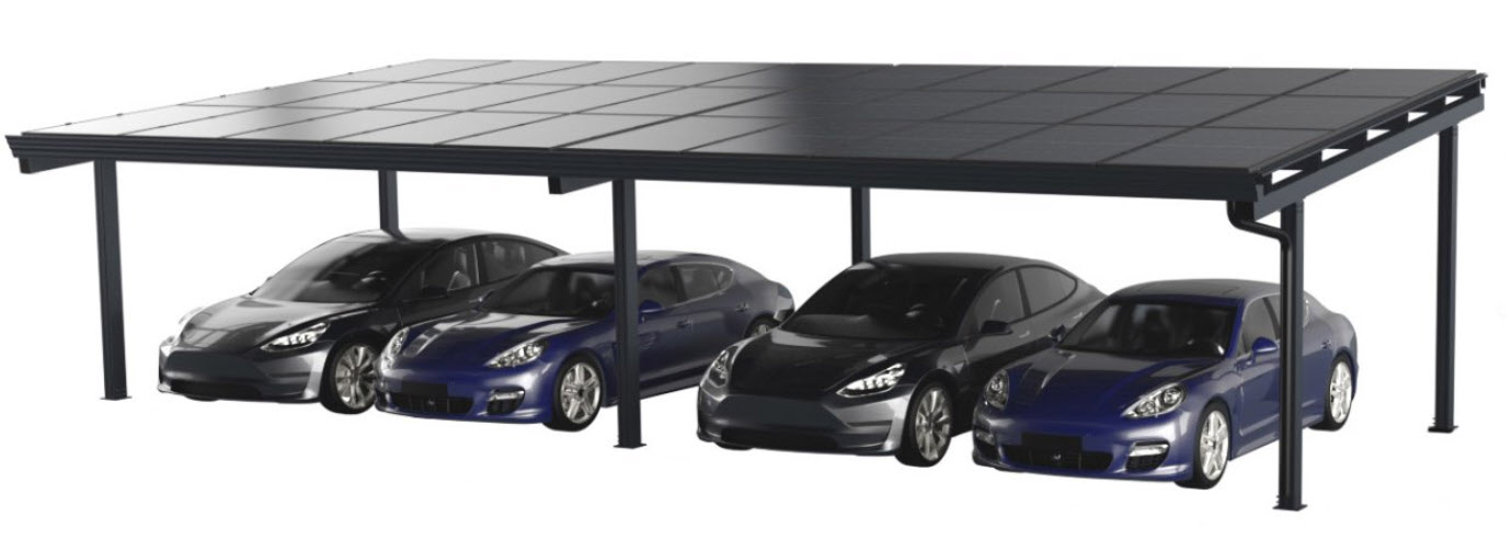 Photovoltaik Solar Carport für 4 PKW mit 30 Modulen
