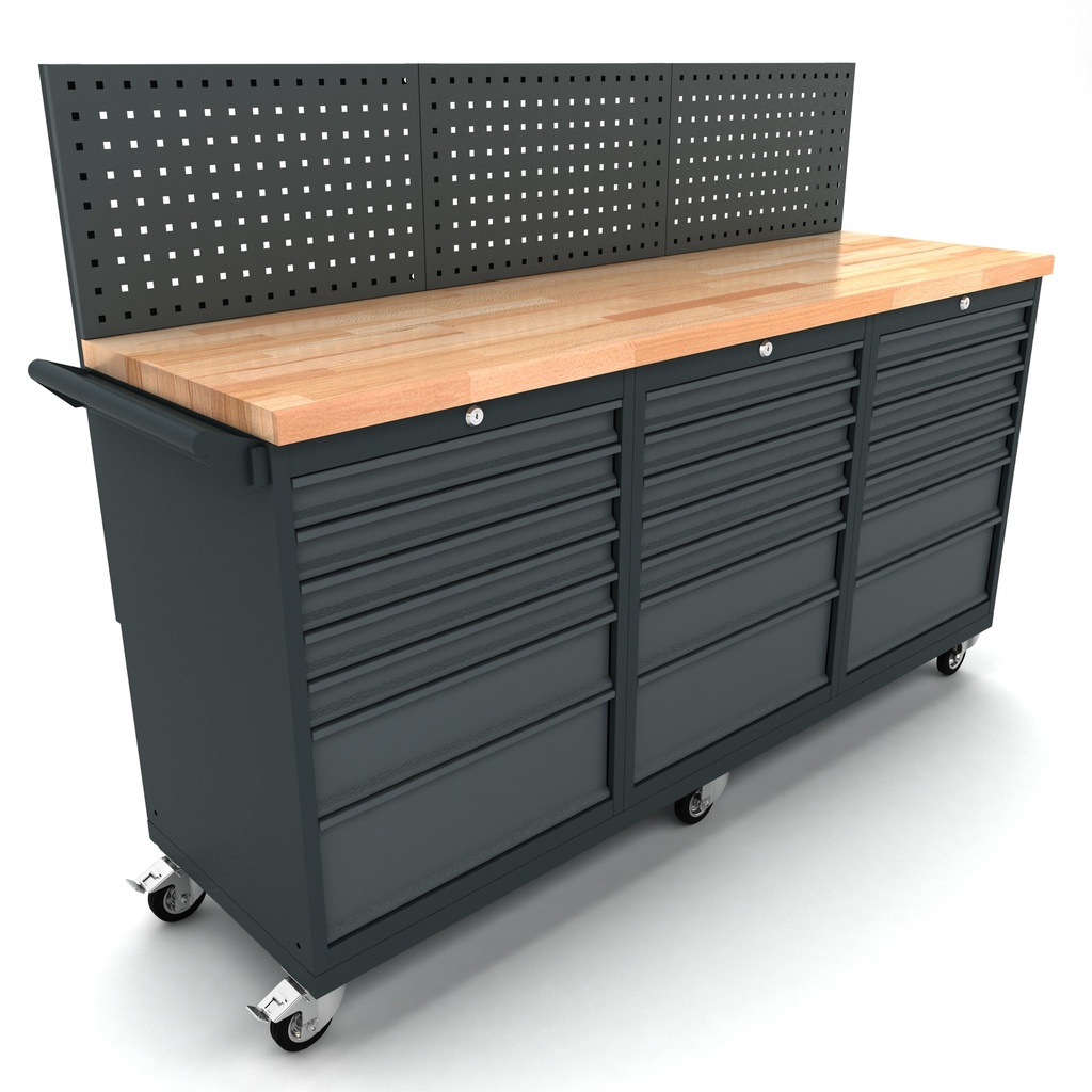 Werkbank mobil 3 x 7 Schubladen inkl. Werkzeugwand