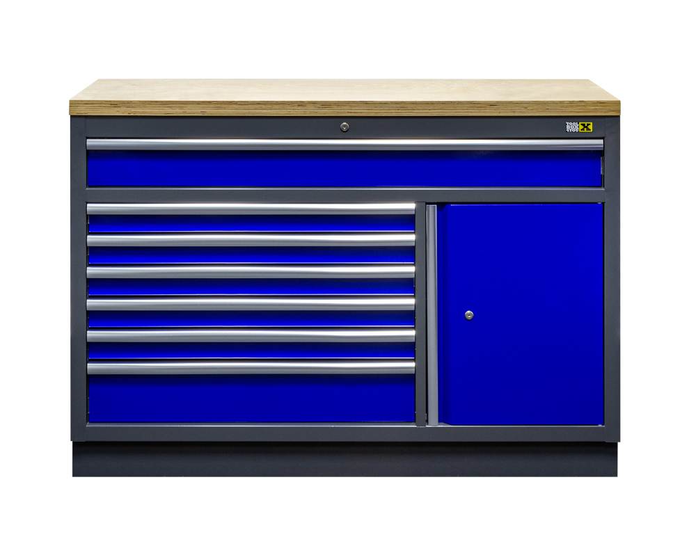 Unterschrank 7 Schubladen mit Massivholz Arbeitsplatte
