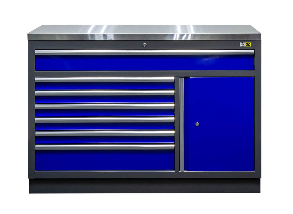 Unterschrank 7 Schubladen mit Edelstahl  Arbeitsplatte