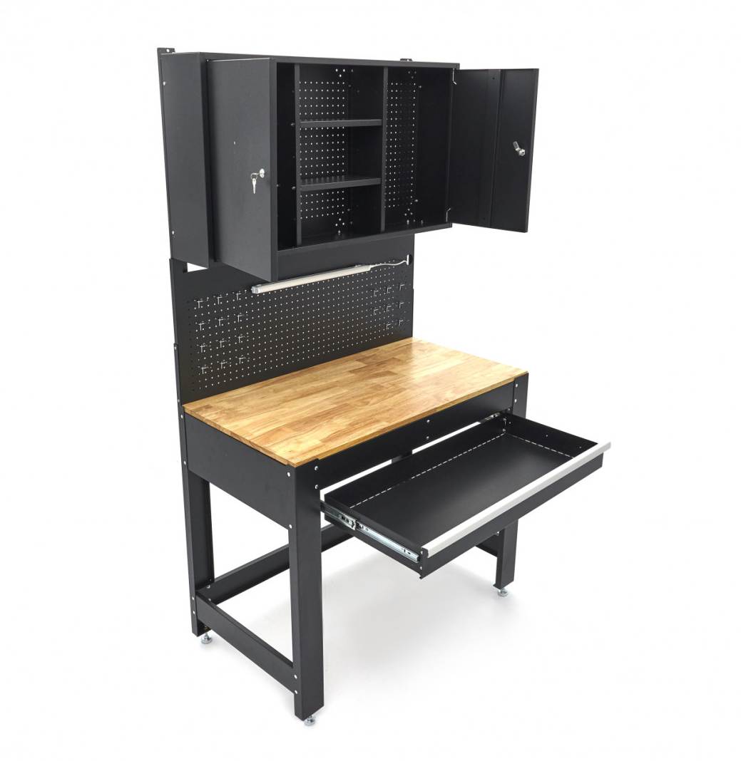 hbm-115-cm-werkbank-met-houten-werkblad-achterwand-met-kastenwand-led-verlichting-stekkerdoos-e_10_nr10325
