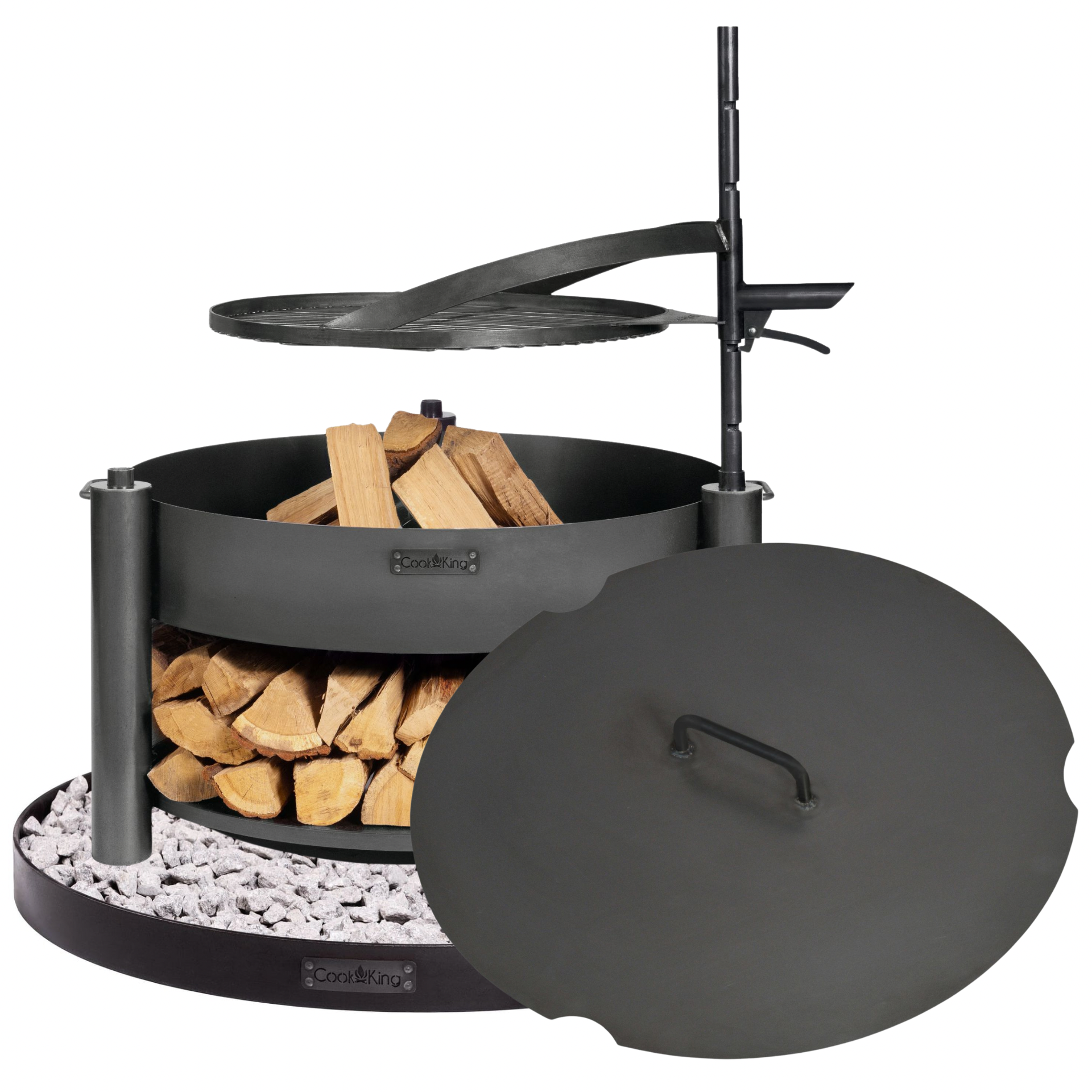 Feuerschale MONTANA X Ø80cm + Grillrost + Deckel + Steinbasis