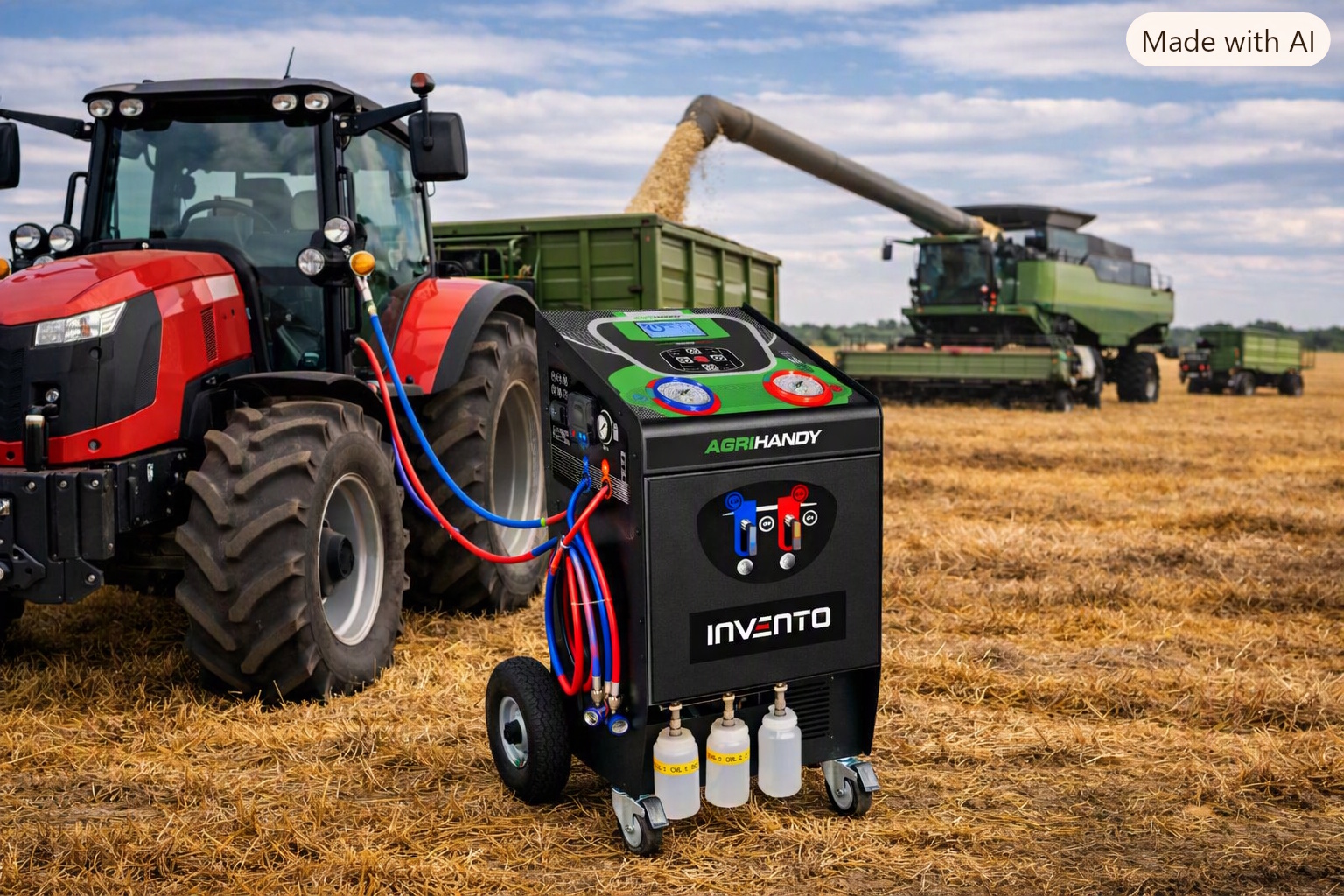 INVENTO Handy Agri R134a AC Station – Mobile Klimaservice-Station für Pkw, Lkw und Landmaschinen