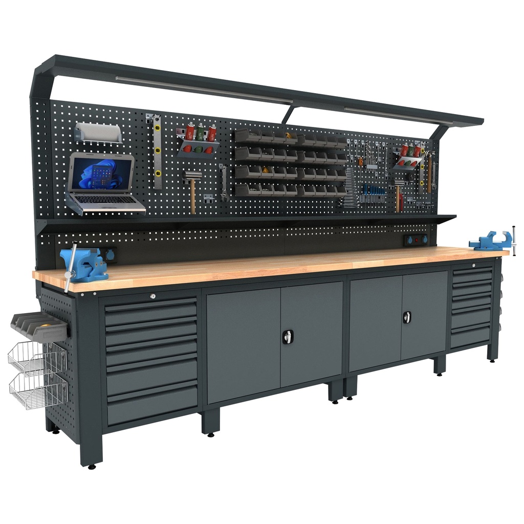 Industrielle Werkbank mit Beleuchtung 3,56 m BG