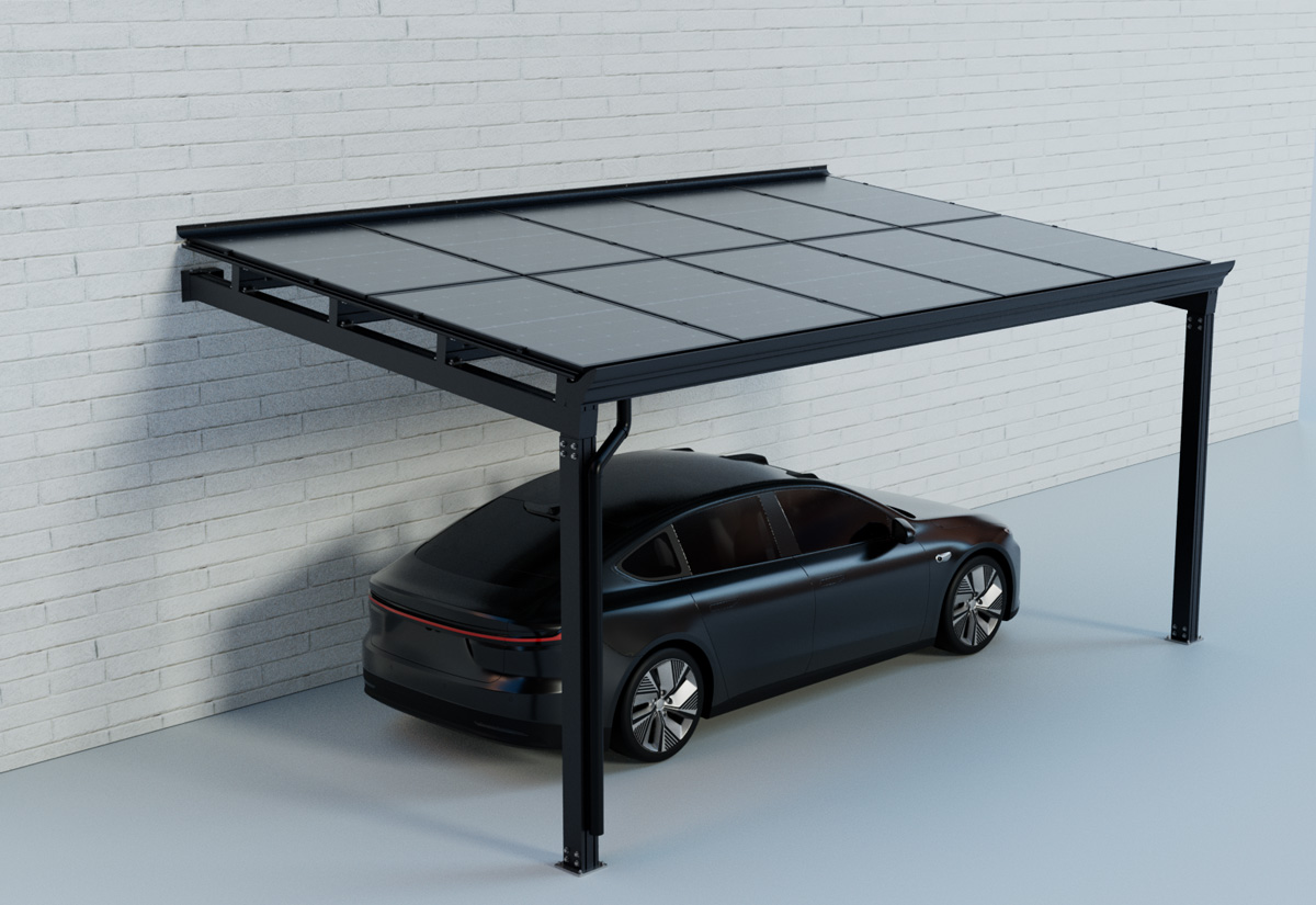 Photovoltaik Carport Wand mit 10 Modulen