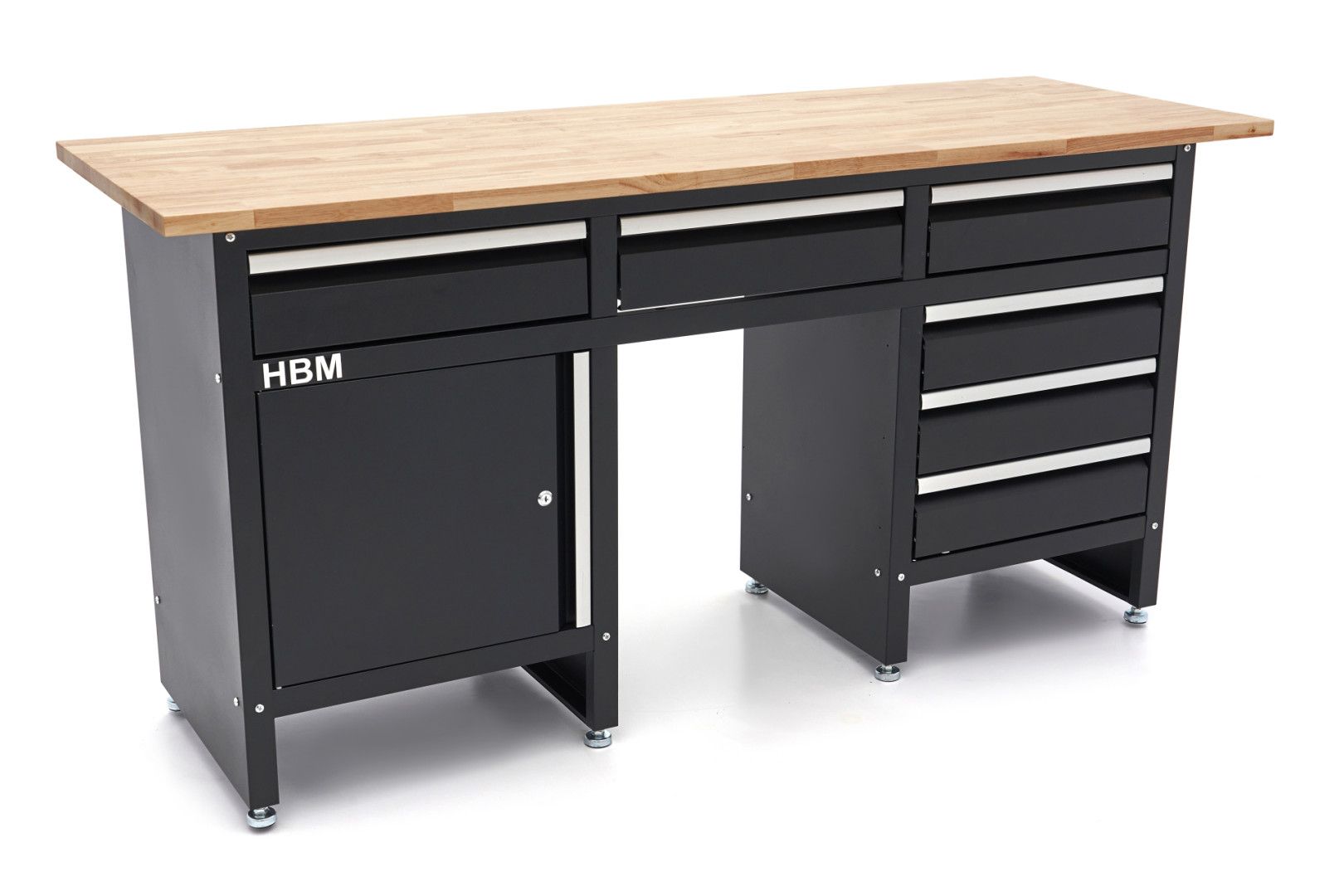 hbm-171-cm-werkbank-met-6-laden-1-deur-en-massief-houten-werkblad_0_nr10914