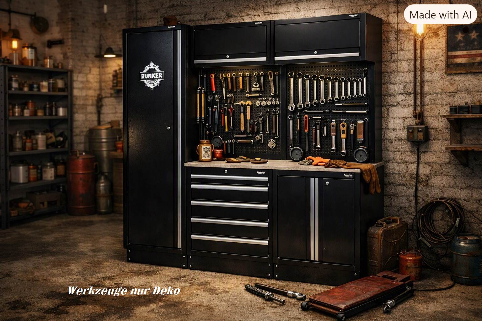 BUNKER® 61 cm Werkstatteinrichtung mit Edelstahl-Arbeitsplatte – 11-teilig