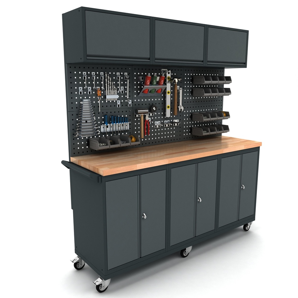 Werkbank mobil 3 x 2 Türen inkl. Oberschrank