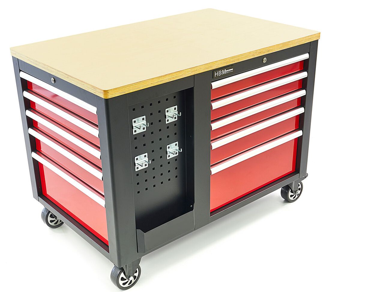 hbm-mobiel-werkstation-werkbank-gereedschapswagen-met-10-laden-en-kast_0_nr9743fXOjfdevx9p9B Mobile Werkbank, Werkzeugwagen mit 10 Schubladen und Schrank