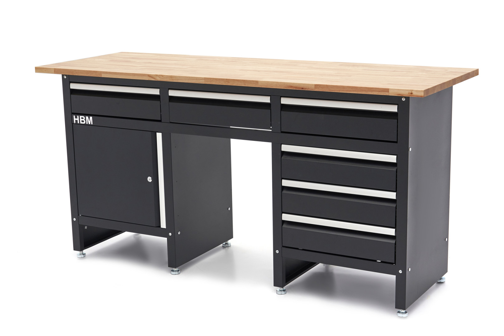 hbm-171-cm-werkbank-met-6-laden-1-deur-en-massief-houten-werkblad_1_nr10914