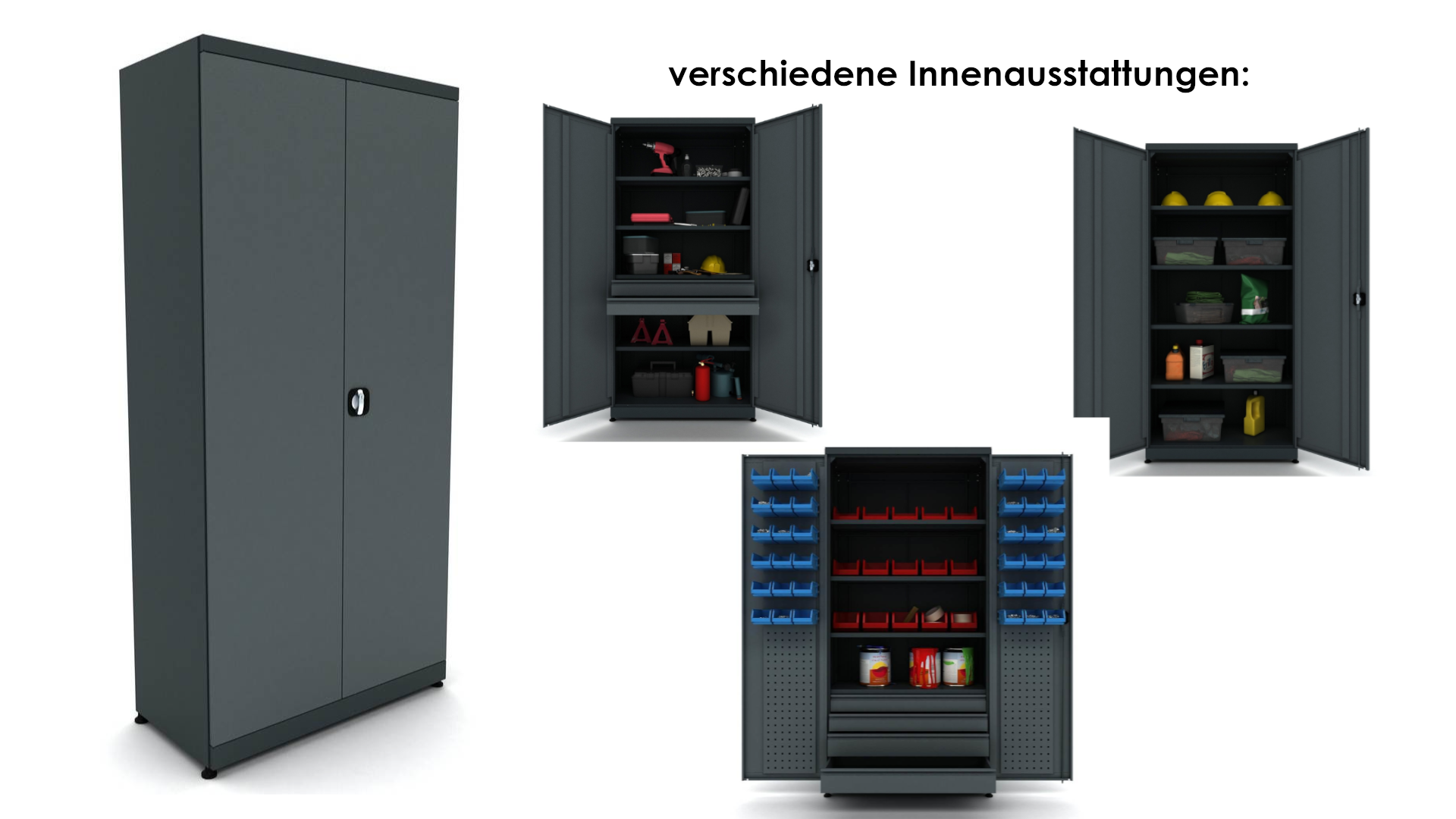 Metall-Werkzeugschrank 2-türig mit 4 Einlegeböden