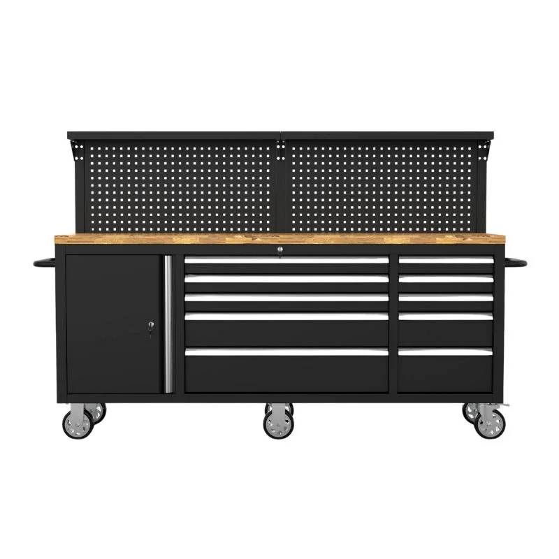Mobile Werkbank (214 cm), mit Lochwand und Arbeitsplatte