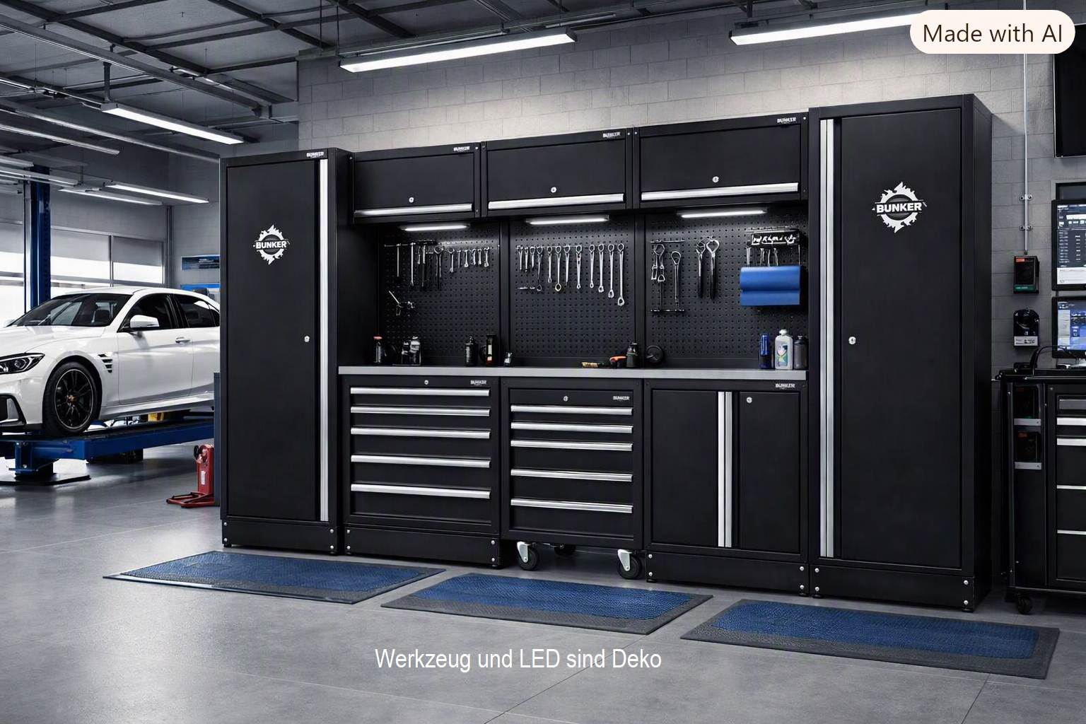 BUNKER® 61 cm Werkstatteinrichtung mit Edelstahl-Arbeitsplatte – 16-teilig