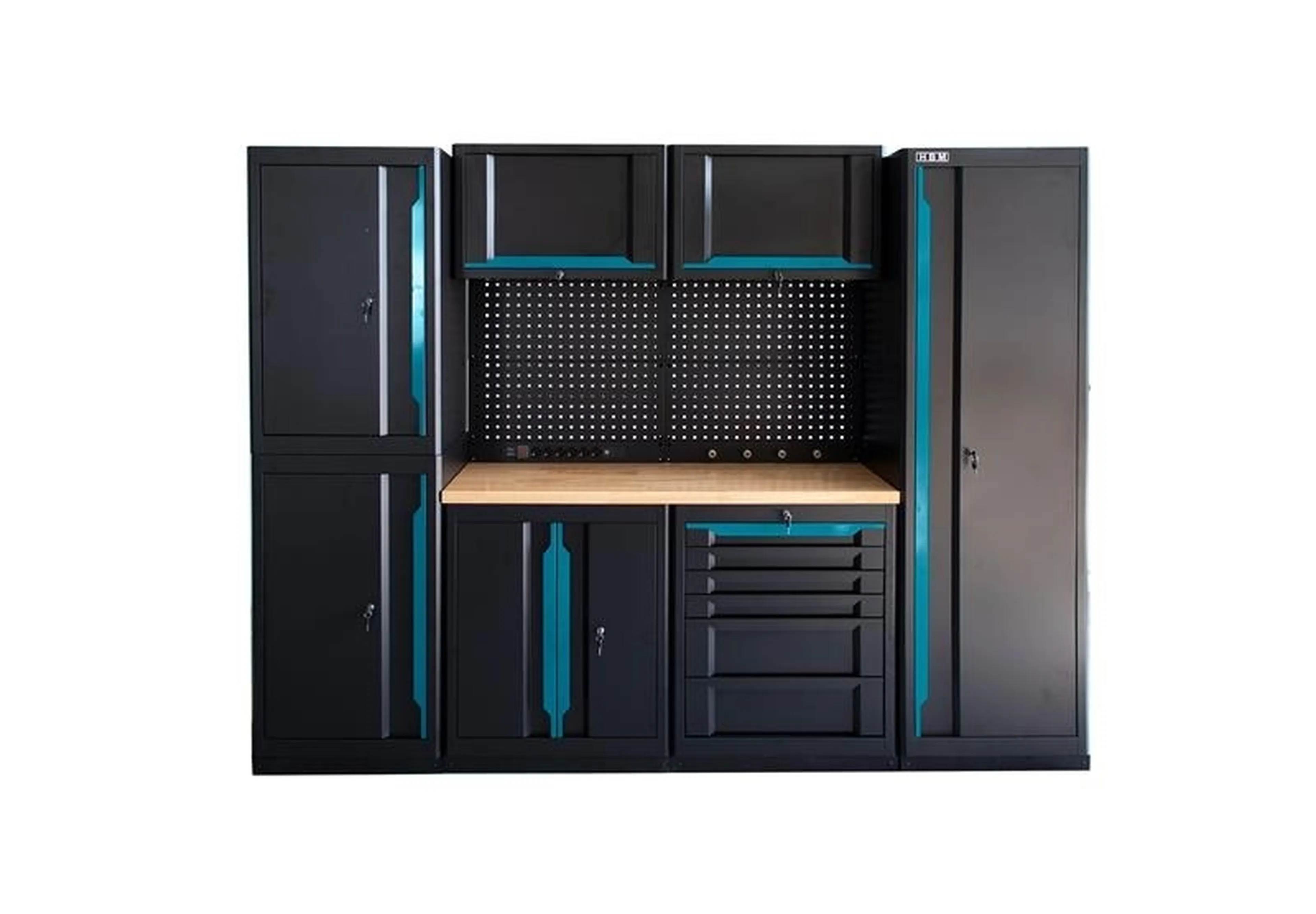 modulares Werkstattsystem der Extraklasse, 10-teilig, schwarz-blau