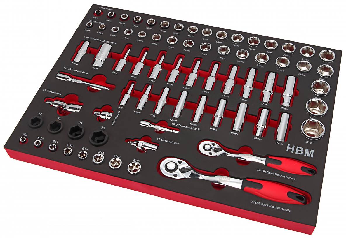 hbm-professionele-74-delige-14-38-12-doppenset-foam-inlay-voor-hbm-gereedschapswagen_0_nr3189NpyjQIyYy4TJO Werkzeugeinlage 74tlg. SET Steckschlüssel & Knarren