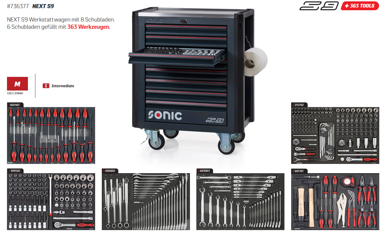 Sonic NEXT S9 Werkstattwagen 363-tlg.