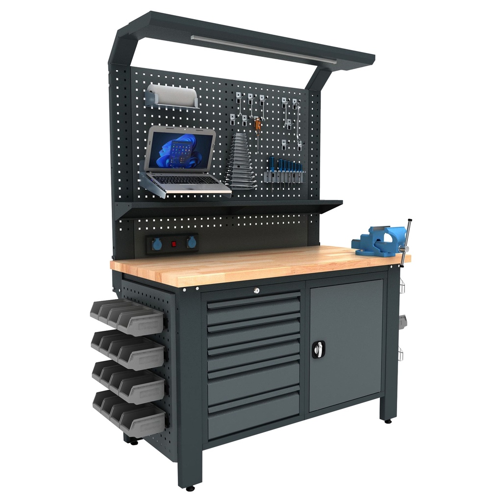 Industrielle Werkbank mit Beleuchtung 1,4 m BG