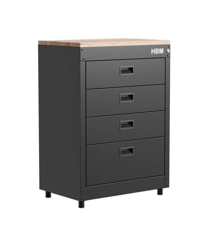 Schrank 71 cm, 4 Schubladen, schwarz
