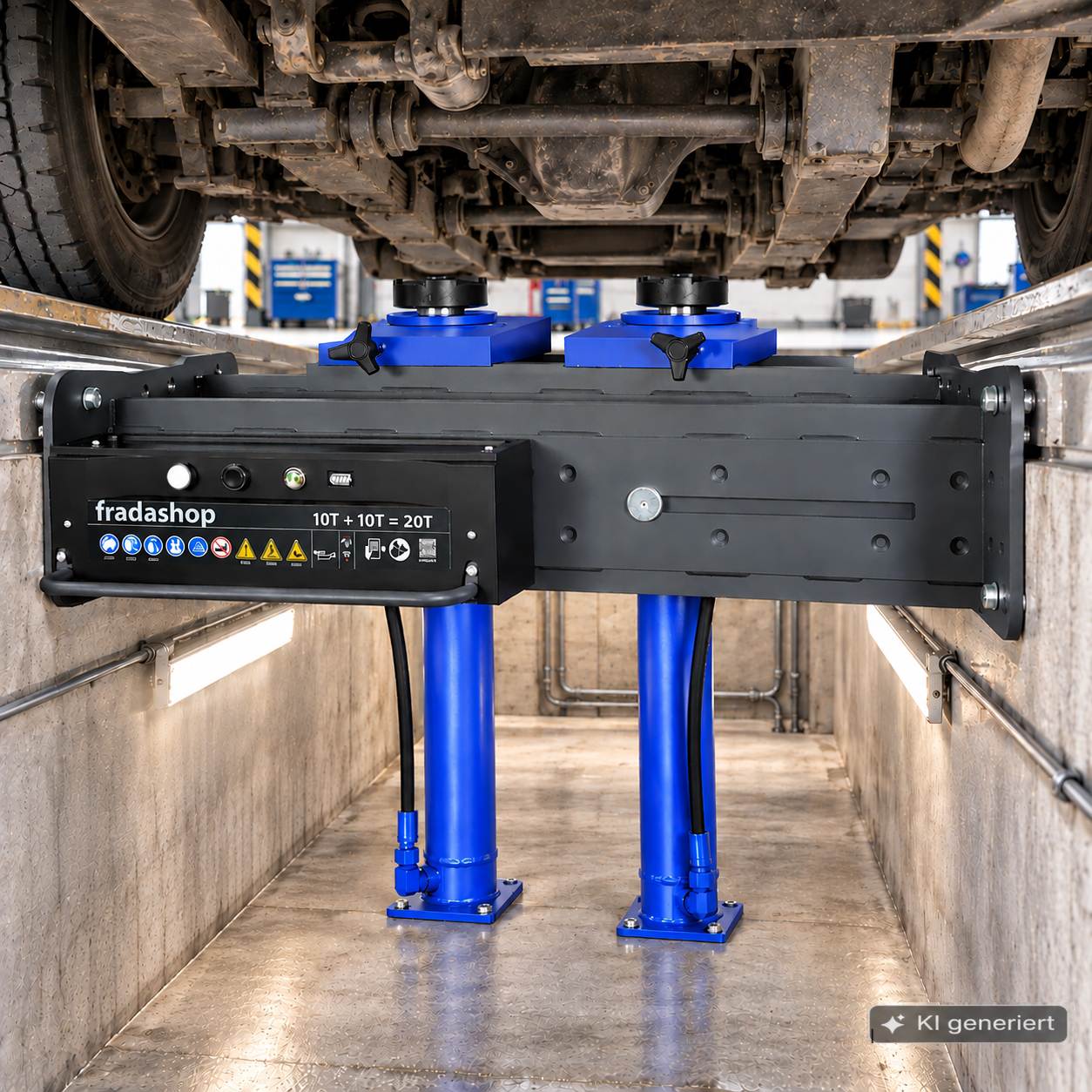 Falco Akku-Grubenheber 20 t – Elektrohydraulischer Grubenheber für Transporter, Busse und Lkw