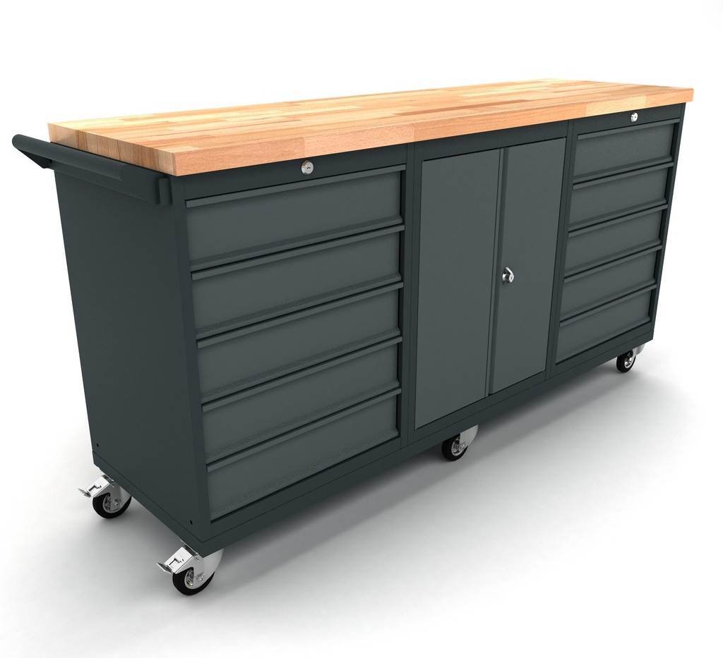 Werkbank mobil 2 Türen 2x5 Schubladenschrank