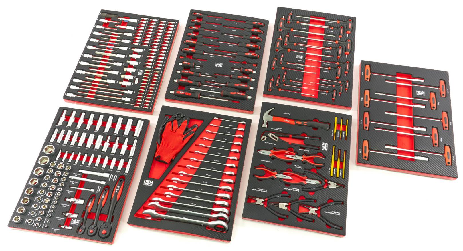 hbm-262-delige-premium-gereedschapsvulling-voor-gereedschapswagen-rood_0_nr9415 SET Werkzeugeinlagen für Werkstattwagen 262tlg. - rot