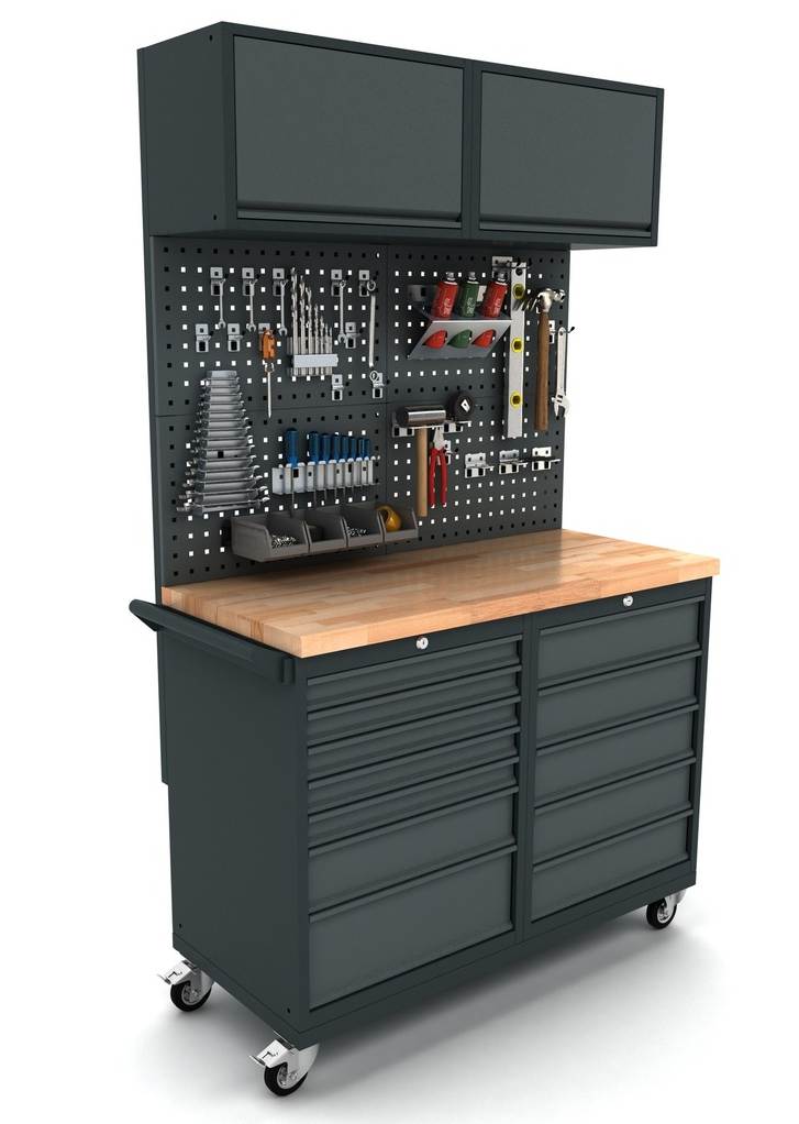 Werkbank mobil 12 Schubladenschrank inkl. Oberschrank