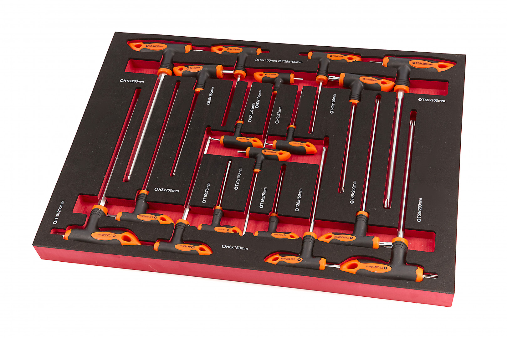 Premium Schubladeneinlage - Inlays 18 -teiliger T-Griff in Carbon