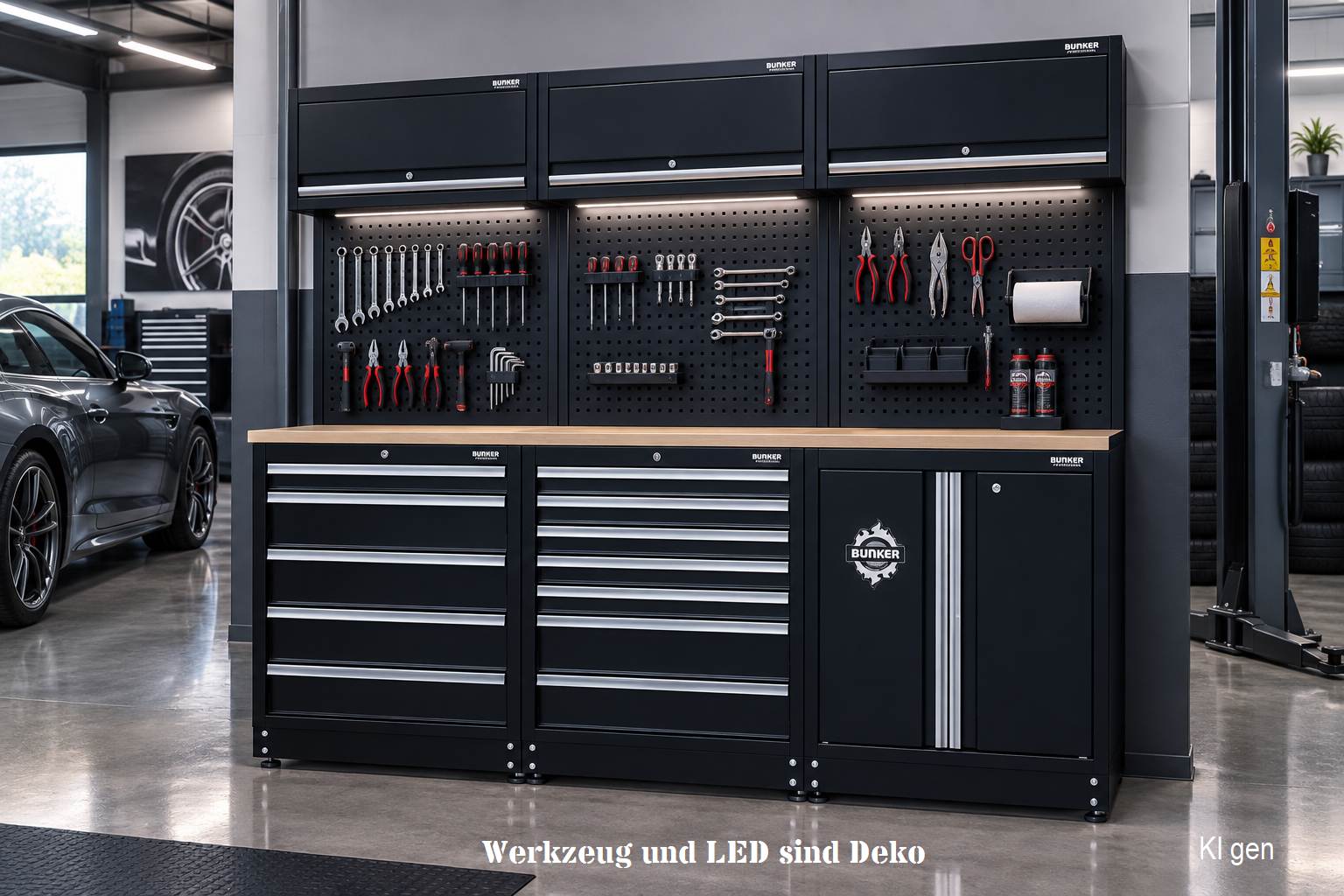 BUNKER® Werkstatteinrichtung – 14-teilig mit Hartholz-Arbeitsplatte