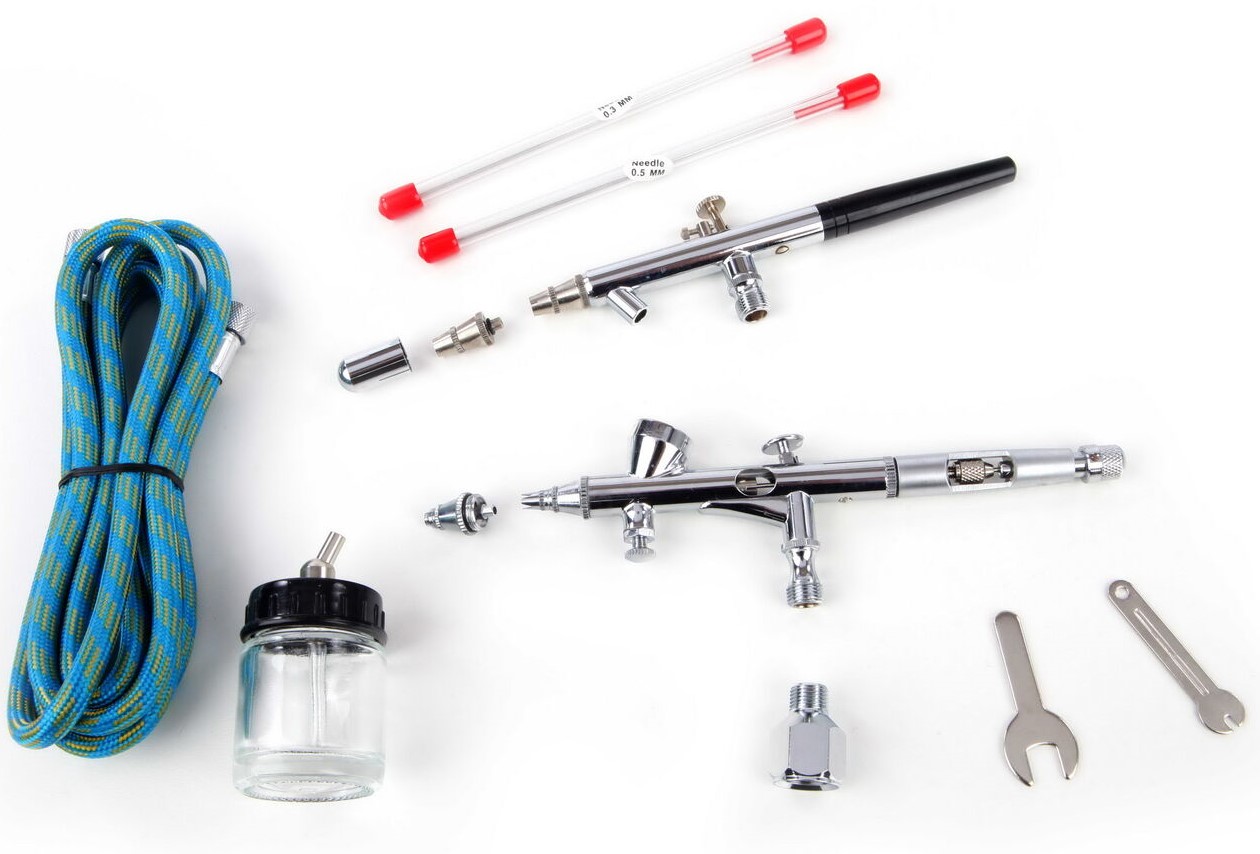 hbm-bd-280-k-airbrush-pistool_1_nr00072Af7l12KsSF5N3 Airbrush Pistolen 2er Set mit 2CC und 22CC Becher